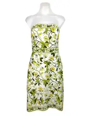 Ann Taylor Strapless Dress Womens Size 2 White Yellow Floral Detachable Straps