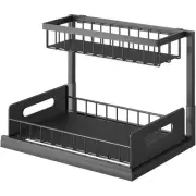 Sink Organizer, Pull Out Cabinet Organizer 2-Tier Sliding Shelf Multi-Use4319