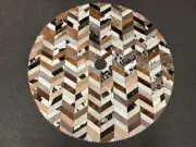100% Chevron Cowhide Christmas Tree Skirt Leather Western Decor Patchwork