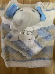 Duck Goose Security & Large Blanket Set Elephant Waffle Fleece Blue White Lot 2