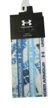 NWT Under Armour Girls Graphic Elastic Headbands Blue Flannel/Sky Blue 6-Pack