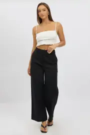 Black Tailored Pants Wide Leg - Size 16XL, Women's Wide Leg Pants