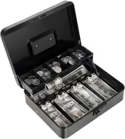Cash Box with Money Tray and Extra Large, Black Combination Lock