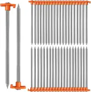 40 PCS Metal Tent Stakes Heavy Duty, 10 Inch Yard Stakes Non-Rust Metal Tent Peg