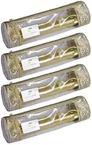 HomeStrap Set of 4 Transparent PVC Single Rod Bangle Storage Pouch | Bangle Box Organizer for Women | Bridal Jewellery, Chudi, Bangles Holder & Organizer | Golden
