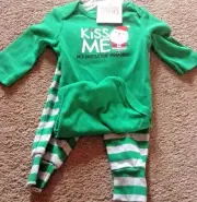 Just One You by Carters 2 pc KISS ME NO MISTLETOE REQUIRED w/Santa Sz nb newborn