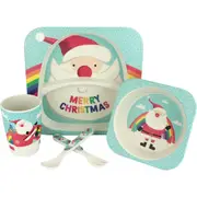 Frankie & Me Rainbow Santa Bamboo Fibre Kids Tableware Set (5 Pieces)