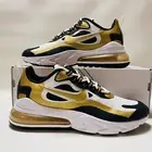 Nike Air Max 270 React Men Size 10 Athletic Sneakers White Metallic Gold Black