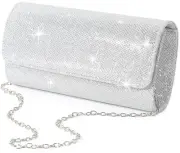 Evening Bag Clutch Purses for Women Ladies Sparkling Party Handbag Silver