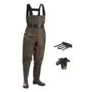 Fishing Waders for Men with Boots Womens Chest Waders 2-Ply Nylon/PVC 12 Brown