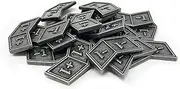 Set of 20 MTG Metal Buff Counters +1/+1 and -1/-1 by Citadel Black - With Velvet Drawstring Pouch, Antique Silver Finish