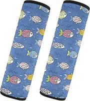 Car Seat Belt Pads Set of 2 Breathable Seat Belt Shoulder Strap Covers Pad Baby Seat Shoulder Strap Cover Car Accessories for Adults Youth Kids S Sea Hawaiian Fish Cartoon