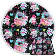 Christmas Winter Colorful Snowman Pattern Round Beach Towel