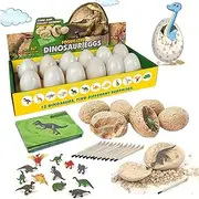 Why2Wise Dino Eggs Dig Kit - 12 Unique Dinosaur Fossil Eggs Excavation Kit for Kids, Fun & Educational Archaeology Science Toy for Boys and Girls, Perfect for Easter, Birthdays Party Activities