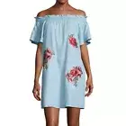 New! A New Approach ANA Size Medium Off the Shoulder Chambray Mini Shift Dress