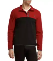 New Spyder Mens Pull-Over Dare Devil Red Sweater Button Fleece Jacket Medium