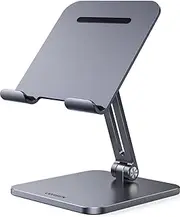 UGREEN Tablet Stand for Desk, Aluminum Holder with Enhanced Stable Base, Adjustable Portable, Compatible with iPad Pro Air Mini, Switch, iPhone 16 Pro Max, Grey