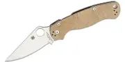 Spyderco Para Military 2 Folding Knife Brown Canvas Micarta Handle Plain Edge...