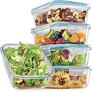 Praknu Glass Container with Lid, 1000 ml, Set of 4, Food Storage Containers, Stackable and Airtight, BPA-Free, Dishwasher Safe, Freezer and Microwave Safe