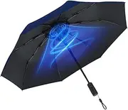 [Generic] Waterproof Portable Umbrella With UV Protections Three-fold Folding Usb Charging Wind And Water Resistant Umbrella Rain