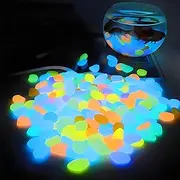 Big Rainbow Multicolor Glow in The Dark Rocks, Big Colored Pebbles, Aquarium Gravel, Fish Tank Gravel, Live Plants for Fish Tank, Glow Rocks for Landscaping 150 Pcs