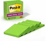 Post-it 654-5SSLE Super Sticky Notes 76x76mm 5 Pack, Limeade