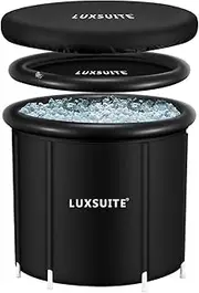 Portable Ice Bath Tub Inflatable Hot Bathtub SPA Massage Athletes Cold Water Therapy Adult Soaking Folding Outdoor Plunge Large Black 80x71cm, 300L