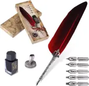 Feather Quill Pen Retro Feather Pen Premium Metal Nibbed Pen Writing Quill Fit f