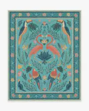 245' x 305' | Machine Washable Runner Rug | Kid & Pet Friendly | Indoor Rug | Iris Apfel Birds Of A Feather Aqua Rug | Ruggable