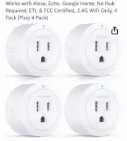 Smart Socket WiFi 2.4G Only 4 Pack White YX-WS01 For Alexa Echo Google Home