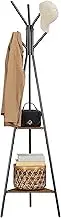 VASAGLE Coat Rack with Stands, Coat Rack, Garment Rack, Hallway, Industrial Style, with 2 Shelves, for Clothes, Hats, Bags, Rustic Brown and Black RCR16BXV1