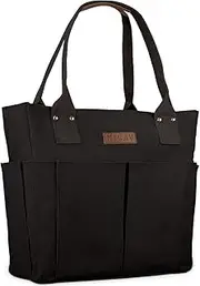 [Nicav] Canvas Tote Bags for Women, Large Utility Tote Bags with Pockets Zip Top for Teacher Nurse Work