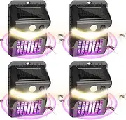 4 Packs Bug Zapper Outdoor 3 in 1 Mosquito Zapper Black Solar Bug Zapper Electric LED Light Mosquito Killer Lamp with Motion Sensor for Outdoor Backyard Patio Camping