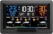 Digital Weather Clock, with Colork Displayindoor and Outdoor Thermometer, Humidity, Alarm Clock, Wireless Weather Station for Garden, Office and Home