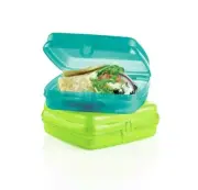 Tupperware Sandwich Keeper Set of 2 Green Blue New