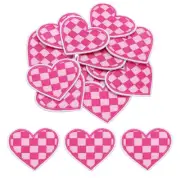 12Pcs Heart Iron on Patches Heart Embroidered Patches,Pink and Light Pink