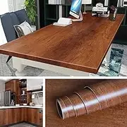 15.8x197 Inch Brown Wood Wall Paper Peel and Stick Kitchen Cabinet Wallpaper Adhesive Shelf Liner Wood Grain Vinyl Wrap for Cabinets Old Furniture Cupboard Wardrobe
