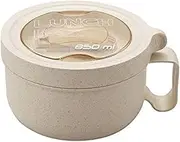 Rarapop 28.7oz Microwave Soup Bowl Containers with Lids, Wheat Straw Ramen Noodles Cup Mug for Instant Noodles,Oatmeal, Gumbo, Salad,Crunch,Cereal & More - Easy-Grip Design, Beige