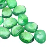 Ceramics Beads, Flat Ceramics Green Iridescent 1.18 to 1.57 Inch Pebbles