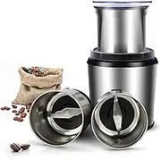 ADVWIN Electirc Coffee Grinder, Spice Grinder Machine with (Dry & Wet) Removable 2 Cups, Stainless Steel Grinder Blades for Garlic, Spices, Coffee Beans | Easy to Clean