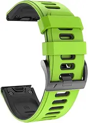 [BKUANE] Double Colors Silicone Strap For Garmin Fenix5 5X Plus 6 6X Pro 22mm 26mm Sport Soft Rubber Watch Band For Fenix7 3HR Wristband