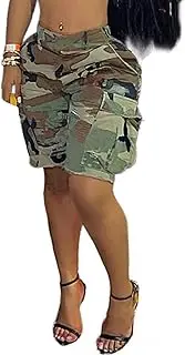 [Unybwonn] Women Camo Shorts Wide Leg Camouflage Cargo Long Shorts Army Fatigue Plus Size Y2k Bermuda Jorts with Pockets