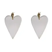 2x Metal/Jute 14.5cm Home Decorative Hanging Heart Tree Ornament Tag Med White