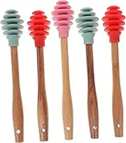 LIFKOME 5Pcs Silicone Honey Spoons Non Stick Syrup Stirrer for Honey Pot Jar Container Easy Clean Dippers Fruit for Weddings Parties