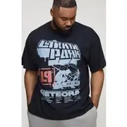 Mens Black Plus Oversized Linkin Park License Print T-Shirt