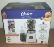 New OSTER Blend-N-Go Mason Jar Blender White with 2 Plastic Ball Jars Lids Straw