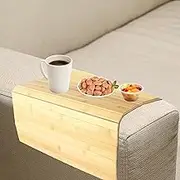 MFAUCAZB Sofa Arm Tray, Couch Arm Tray, Foldable Sofa Arm Table, Bamboo Couch Sofa Armrest Tray, Splash Proof Sofa Organizer Tray, Nonslip Sofa Tray for Drink Snacks (Without Basket)