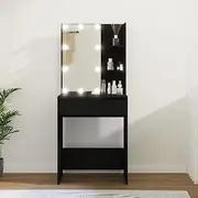 Dressing Table, Makeup Vanity Desk Makeup Table Cosmetic Desk Dressing Table with LED Black 60x40x140 cm