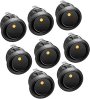 KAVJU 10Pcs Rocker Toggle Switch DC 12V 20A ON-Off with Dot Light SPST 3 Pins 2 Position(Yellow)
