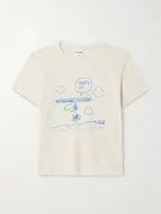 [RE/DONE] RE/DONE - + Peanuts Snoopy Surf's Up Printed Cotton-jersey T-shirt - White - medium medium White